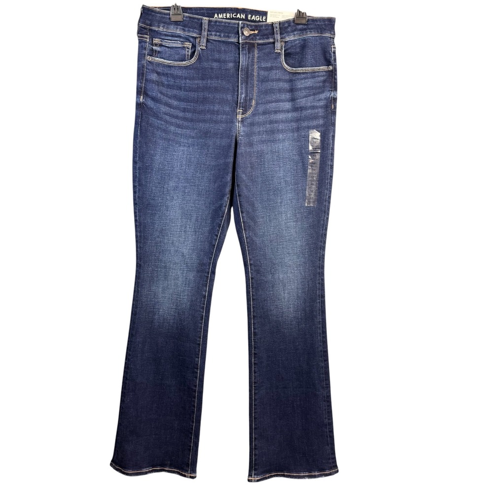 American Eagle High-Rise Skinny Kick Jeans 12 Dark Shadow Next Level Stretch